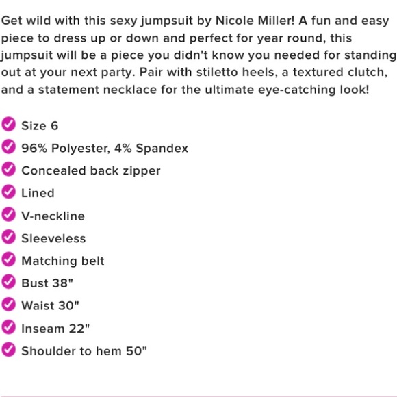 Nicole miller snakeskin print wide leg cropped jumpsuit size 6 - Picture 14 of 16